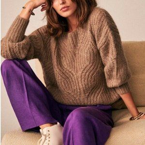 Sezane Giselle Chunky Knit Jumper Sweater | XS Brown
